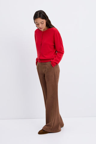 Round Neck Buttoned Knit Cardigan Red