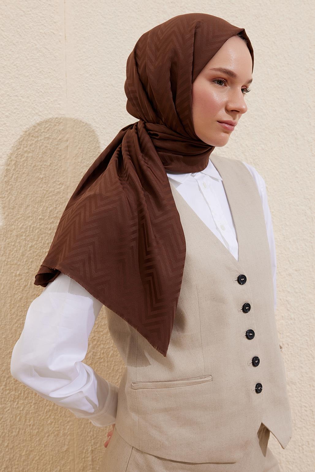 Zigzag Shawl Chocolate Brown