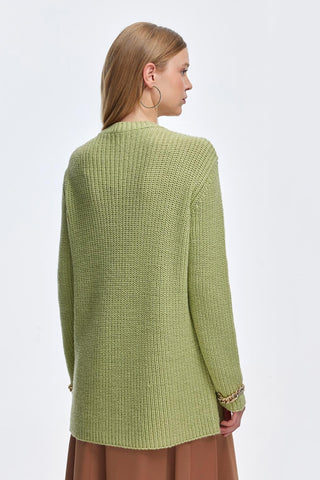 Knitwear Sweater With Chain Embroidery Mint